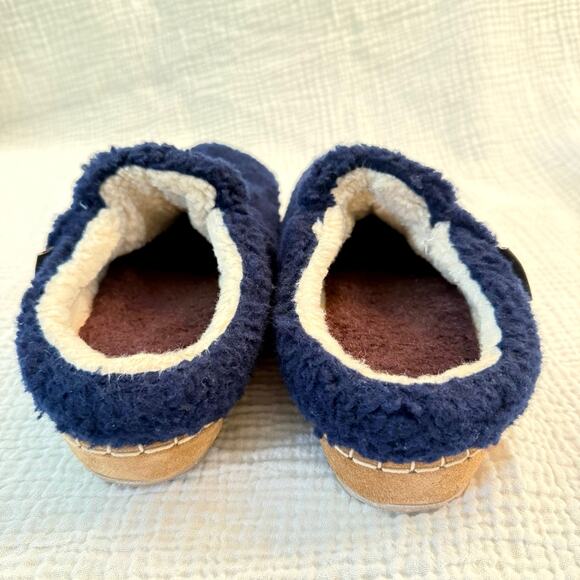 LL Bean Cozy Slipper Slides Size 8 Navy Blue Fleece - Picture 7 of 12